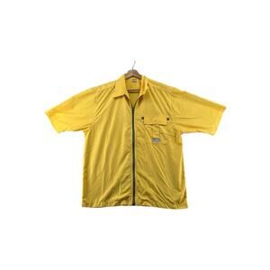 Vintage No Fear Yellow Zip Front Shirt Mens L Skatewear 90s Utility Top